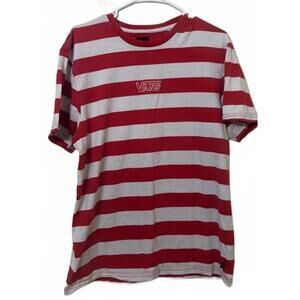 Vans Red White Striped T-shirt Large